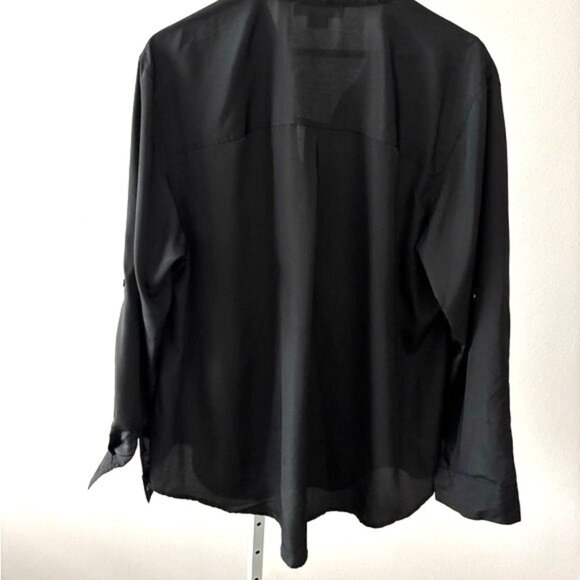 Michael Kors Blouse 2X Zip Pockets V Neck Quiet Luxury Dark Academia Soft Girl - Picture 3 of 12